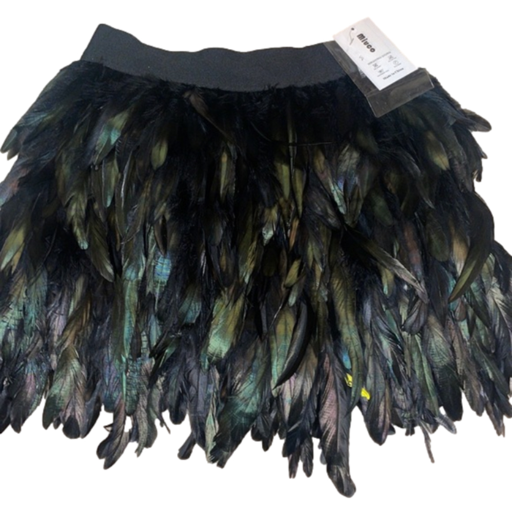 Miuco Feather skirt black iridescent small NWT